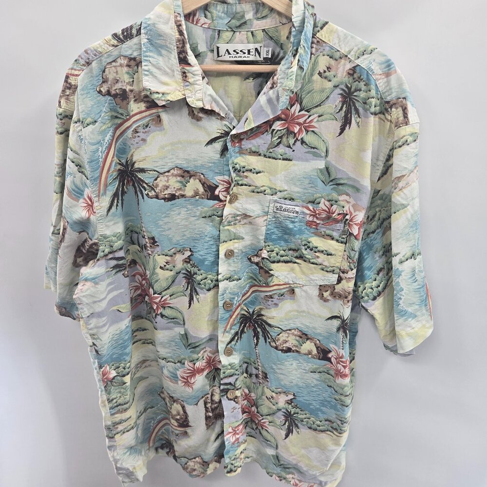 Vintage Classic Lassen Cotton Rayon Tropical Made in USA Button Down Shirt XXL